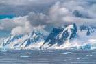 Antarctica, Yalour Islands. Landscape with mountains and icebergs. Art Print